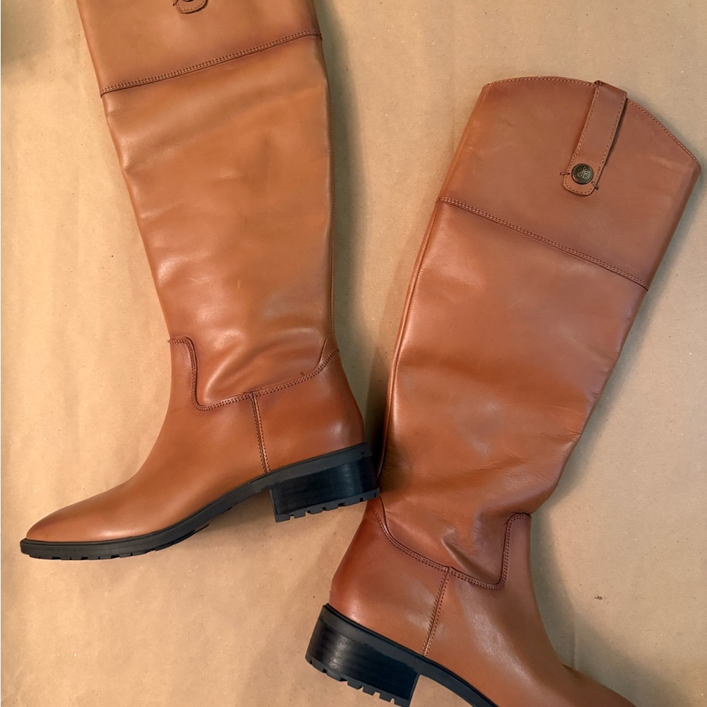 Sam Eldeman Drinka Women's Tan Leather Knee-High Boots